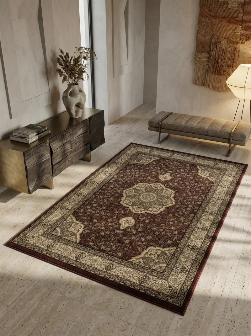 Kurzflor-Teppich Boho Vintage – Waschbar & Strapazierfähig | Heatset-Veredelung für Wolloptik