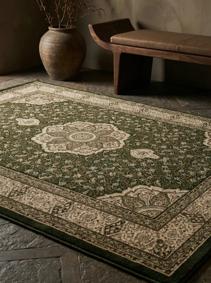 Kurzflor-Teppich Boho Vintage – Waschbar & Strapazierfähig | Heatset-Veredelung für Wolloptik