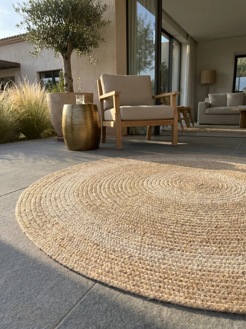 Outdoor-Teppich mit Konzentrischen Kreisen – Waschbar, Minimalistisch & Wetterfest