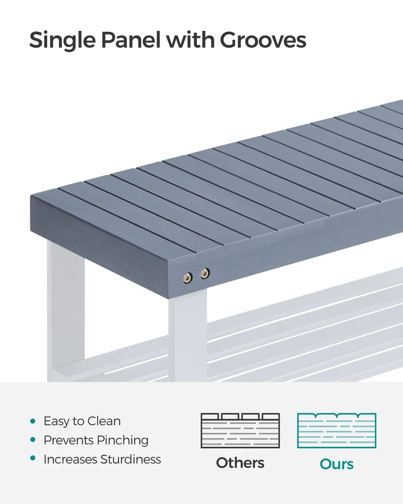 Shoe Rack Bench, 3-Tier Bamboo Shoe Storage Organizer, Entryway Bench Haze Blue