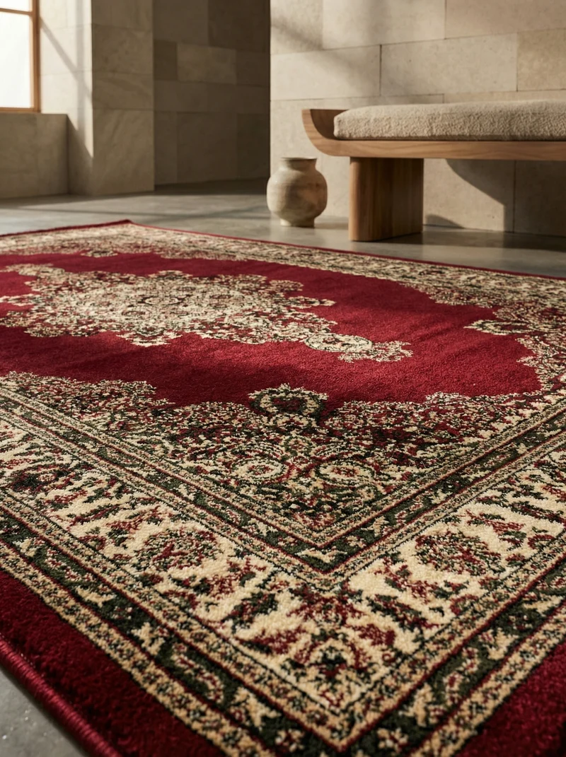 Kurzflor-Teppich Orient Medaillon – Waschbar & Strapazierfähig | 1,20 cm Florhöhe