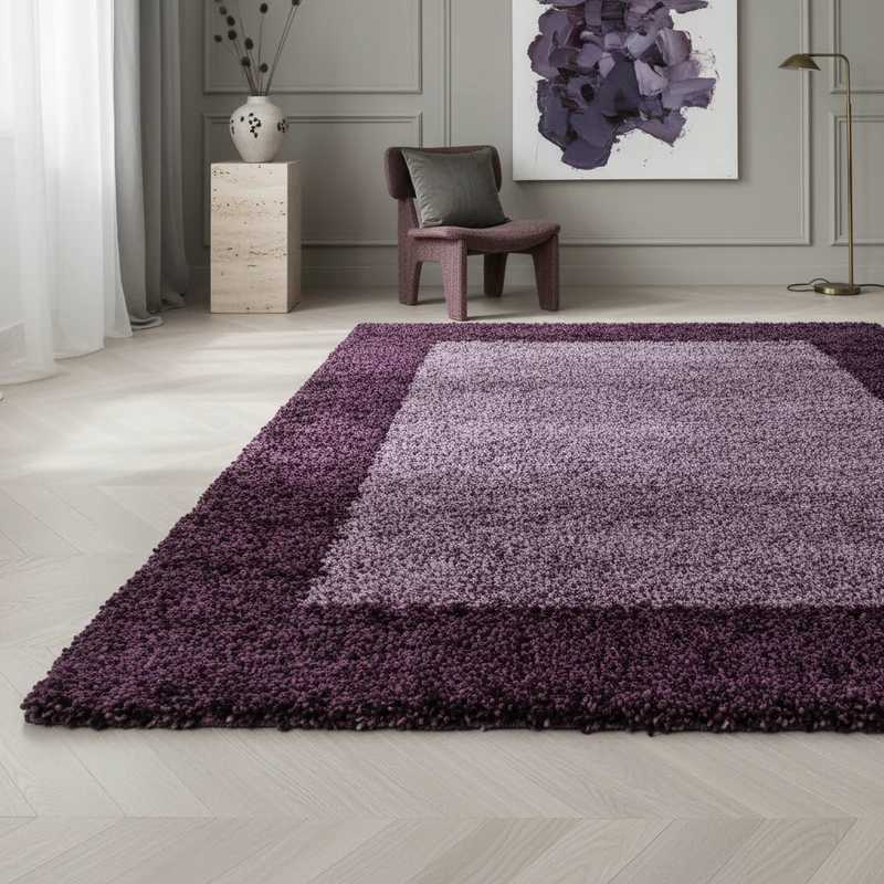 Shaggy Hochflor-Teppich Bordüre – Waschbar & Flauschig | 3,00 cm Florhöhe für Barfußkomfort
