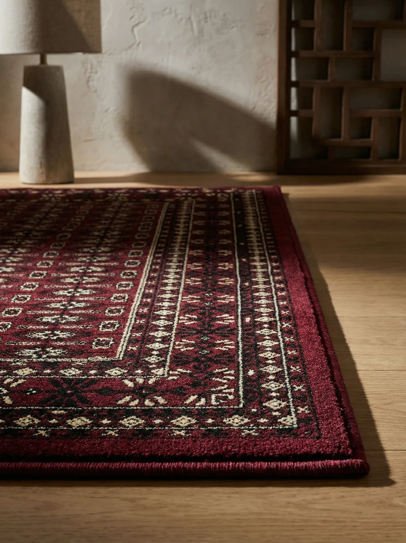 Kurzflor-Teppich Bukhara-Muster – Waschbar | Traditioneller Allover-Rapport | Dicht Gewebt in Premiumqualität