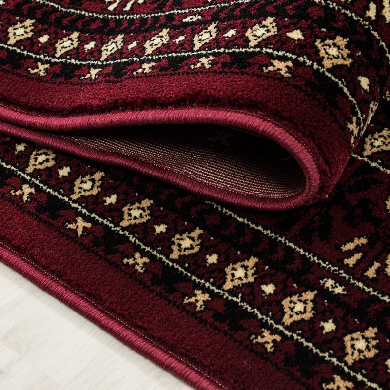 Kurzflor-Teppich Bukhara-Muster – Waschbar | Traditioneller Allover-Rapport | Dicht Gewebt in Premiumqualität