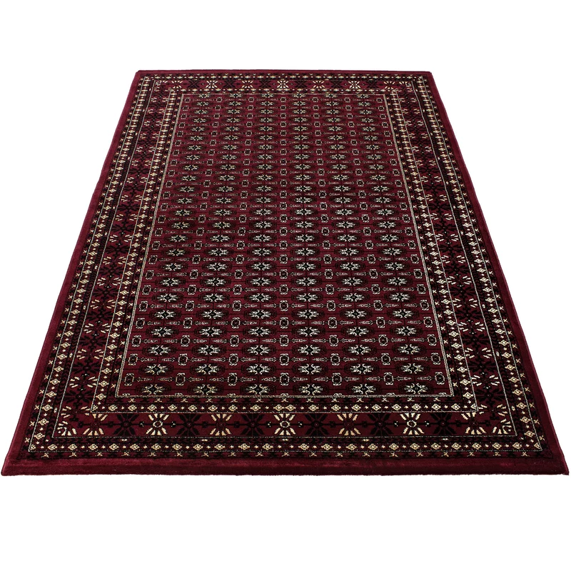 Kurzflor-Teppich Bukhara-Muster – Waschbar | Traditioneller Allover-Rapport | Dicht Gewebt in Premiumqualität