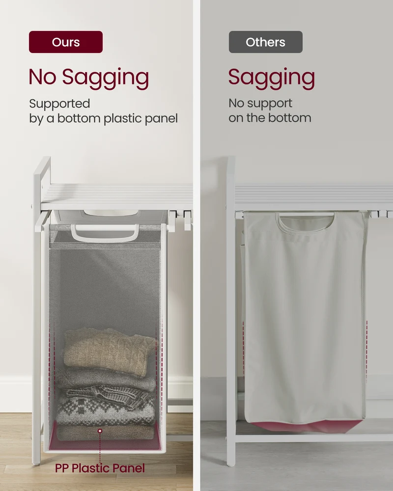 Laundry Hamper, Laundry Basket, Laundry Sorter with 2 Pull-Out and Removable Bags, Shelf, Metal Frame, 2 x 12.1 Gallons