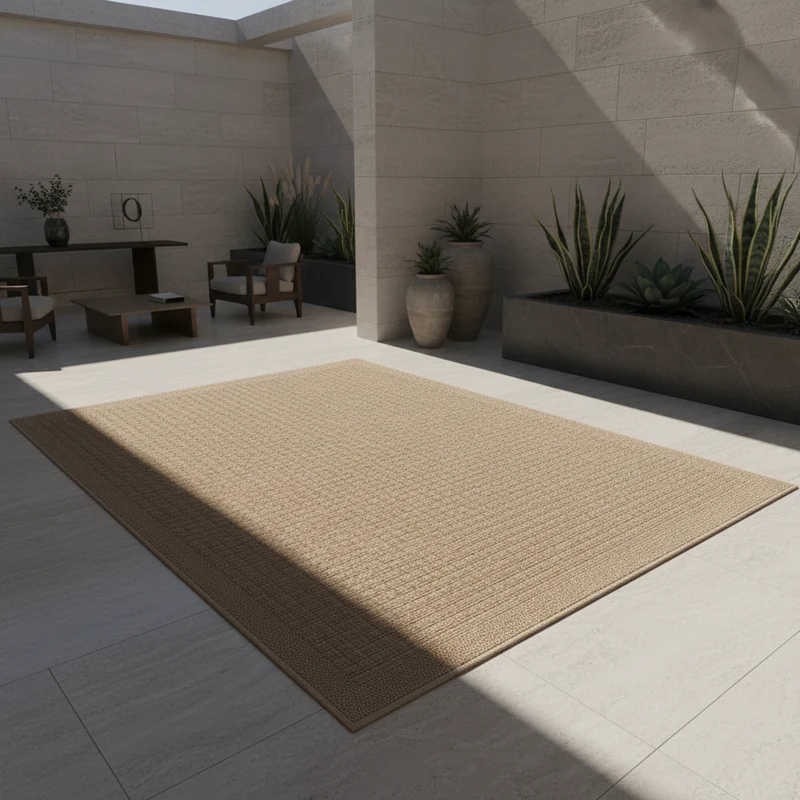 Outdoor-Teppich Feinstrick-Struktur – Waschbar | Dezente Weboptik für Terrasse