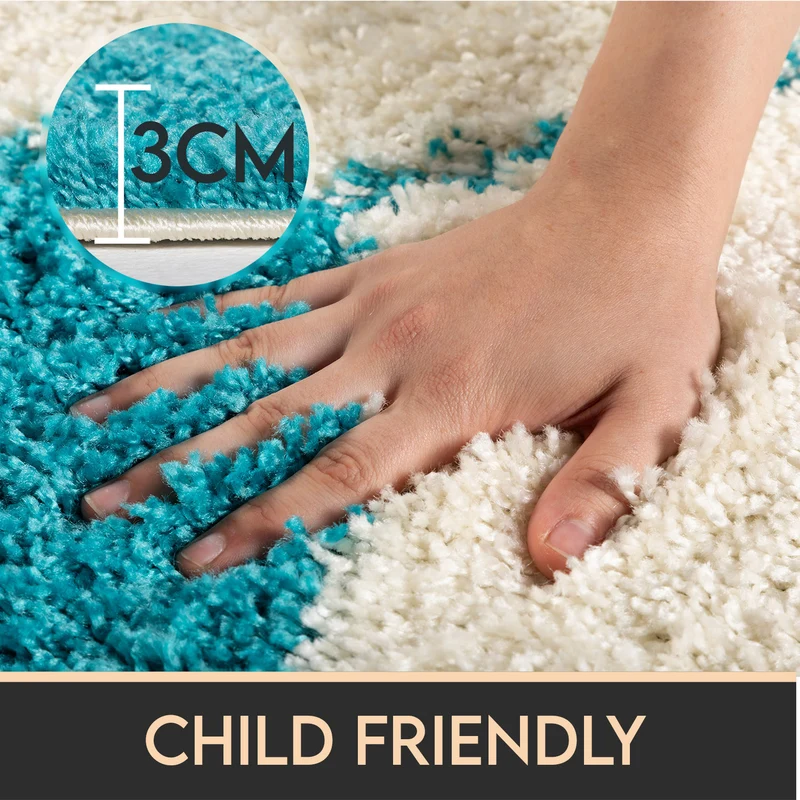 Kinderteppich Hochflor Fußball – Waschbar für Kinderzimmer