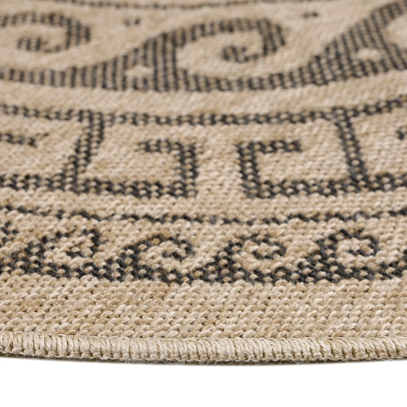 Outdoor-Teppich Mäander-Ornament – Waschbar | Klassisches Kreismuster für Terrasse