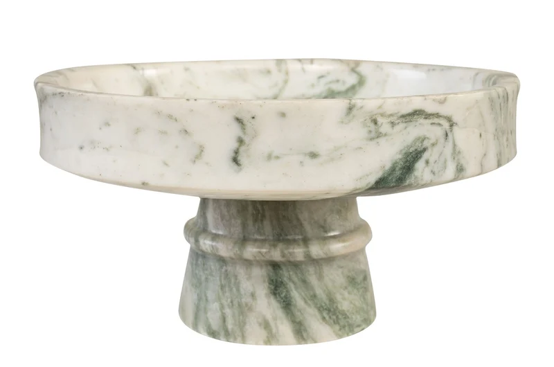 Casa Padrino Luxus Marmor Schale Grün 30 x 30 x H. 15 cm - Weit geöffnete Schale auf rundem Fuß aus hochwertigem Indian Green Onyx - Luxus Deko Accessoires