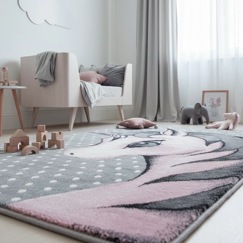 Kinderteppich Einhorn – Waschbar & Strapazierfähig für Kinderzimmer