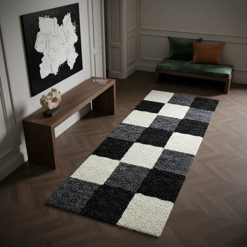 Shaggy Hochflor-Teppich Karo – Waschbar & Flauschig | 3,00 cm Florhöhe für Barfußkomfort