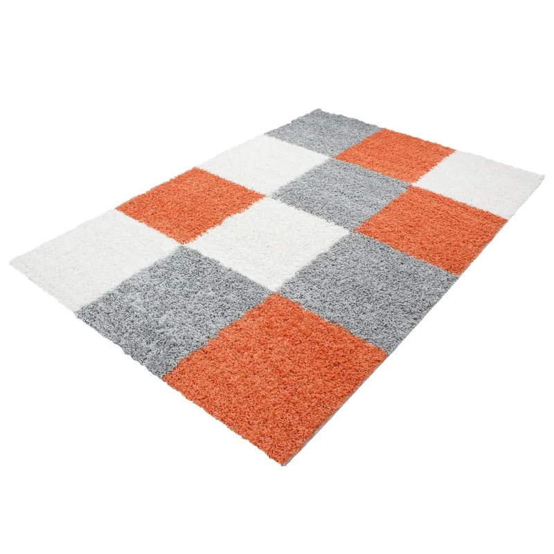 Shaggy Hochflor-Teppich Karo – Waschbar & Flauschig | 3,00 cm Florhöhe für Barfußkomfort
