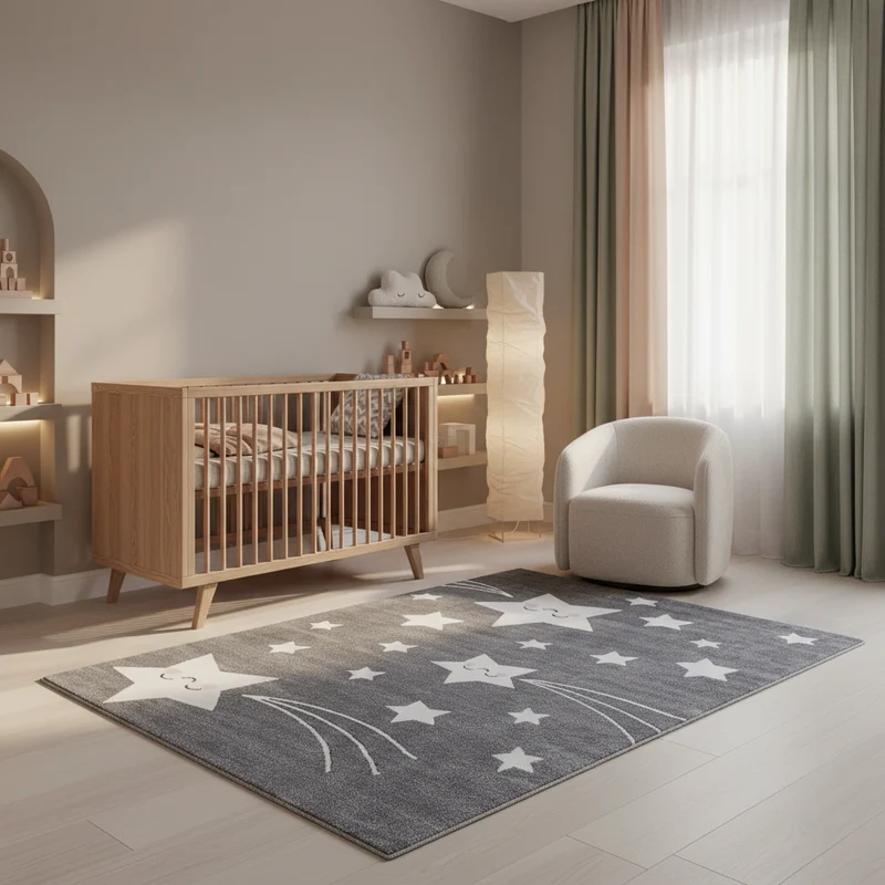 Kinderteppich Sterne – Waschbar & Strapazierfähig für Kinderzimmer