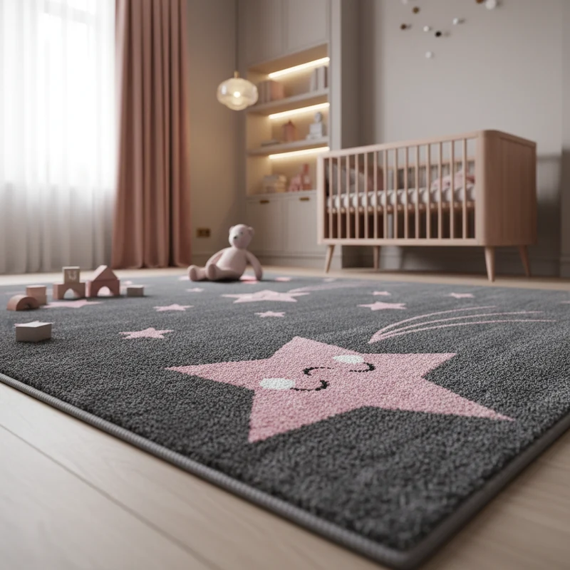 Kinderteppich Sterne – Waschbar & Strapazierfähig für Kinderzimmer