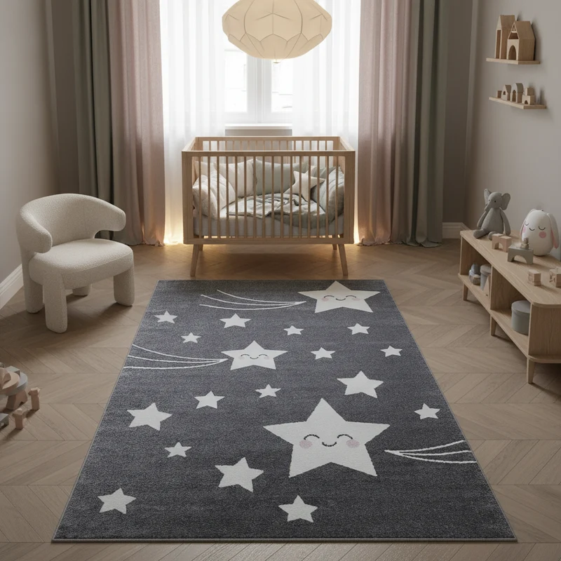 Kinderteppich Sterne – Waschbar & Strapazierfähig für Kinderzimmer