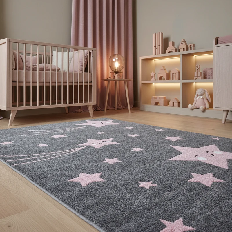 Kinderteppich Sterne – Waschbar & Strapazierfähig für Kinderzimmer