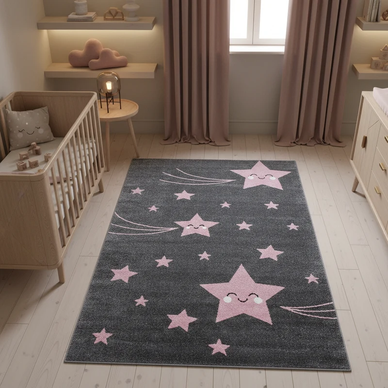 Kinderteppich Sterne – Waschbar & Strapazierfähig für Kinderzimmer