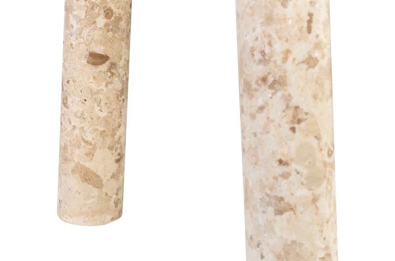 Casa Padrino Luxus Marmor Beistelltisch Cremefarben Ø 42 x H. 54 cm - Runder Beistelltisch mit Dreibein Fuß aus hochwertigem Creme Marmor - Luxus Möbel