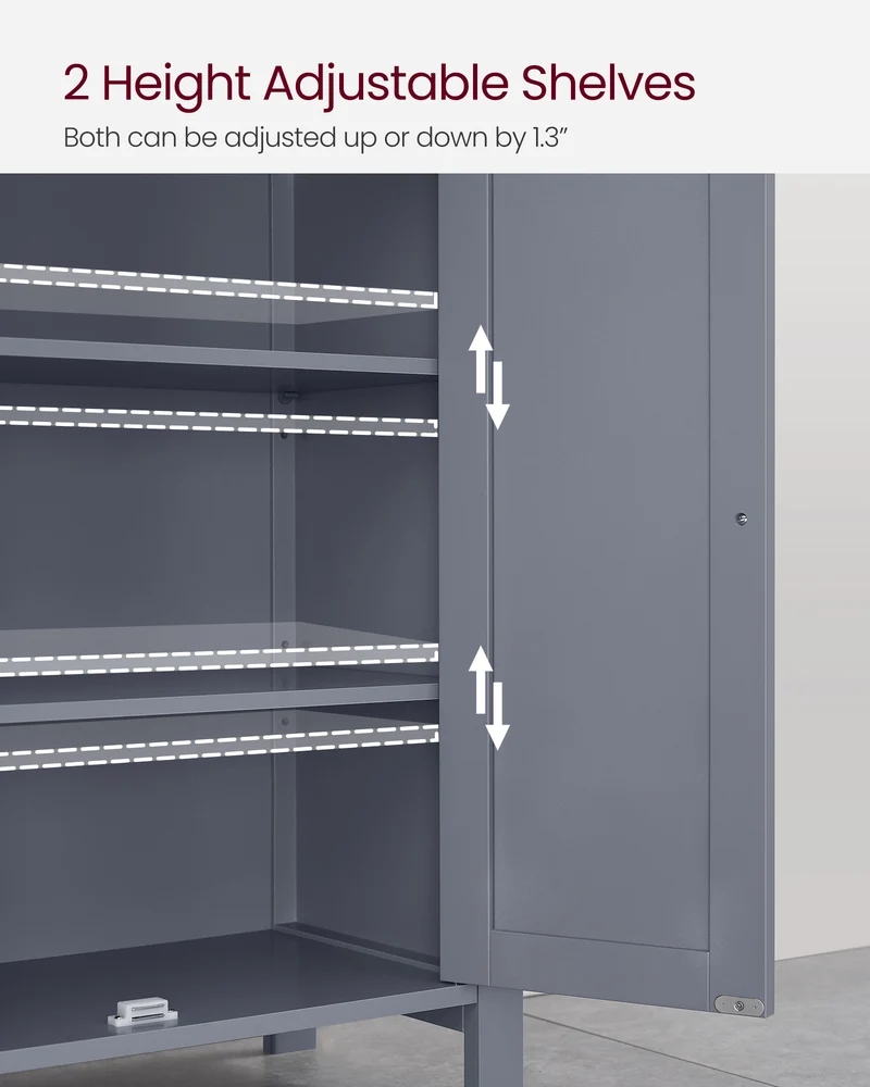 VASAGLE Bathroom Floor Storage Cabinet, Freestanding Storage Unit with Adjustable Shelve Classic Gray