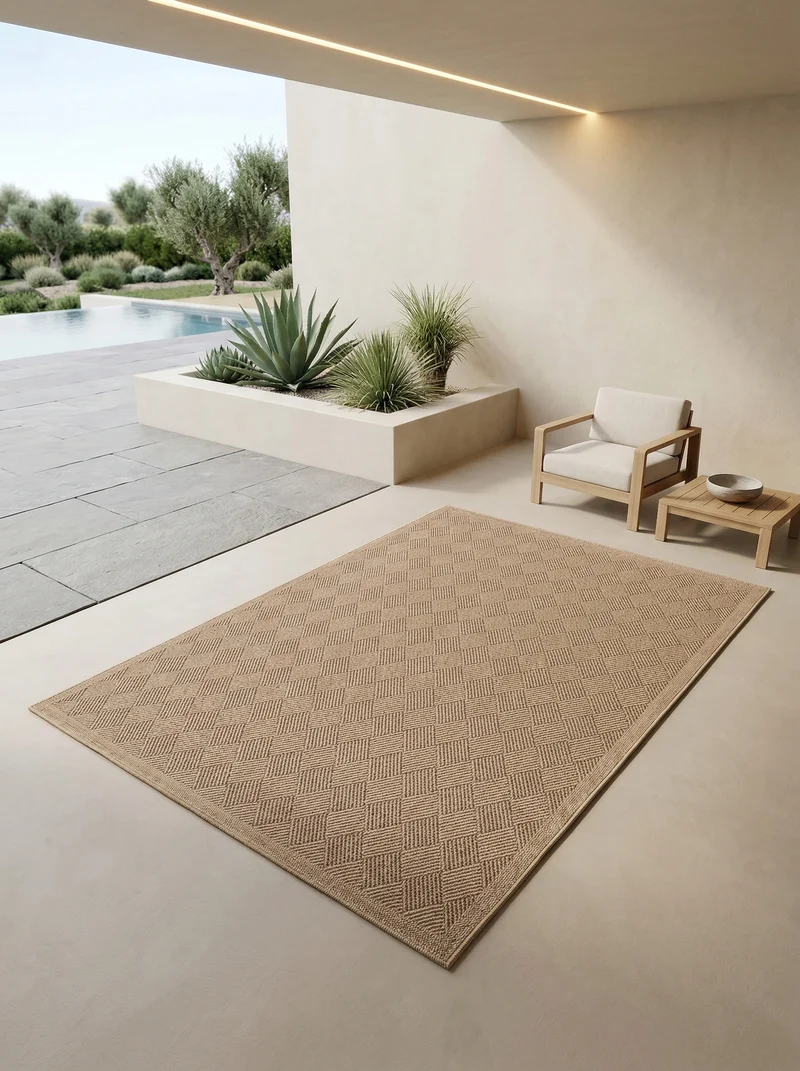 Outdoor-Teppich Uni-Flachgewebe – Puristisch & Waschbar für Balkon