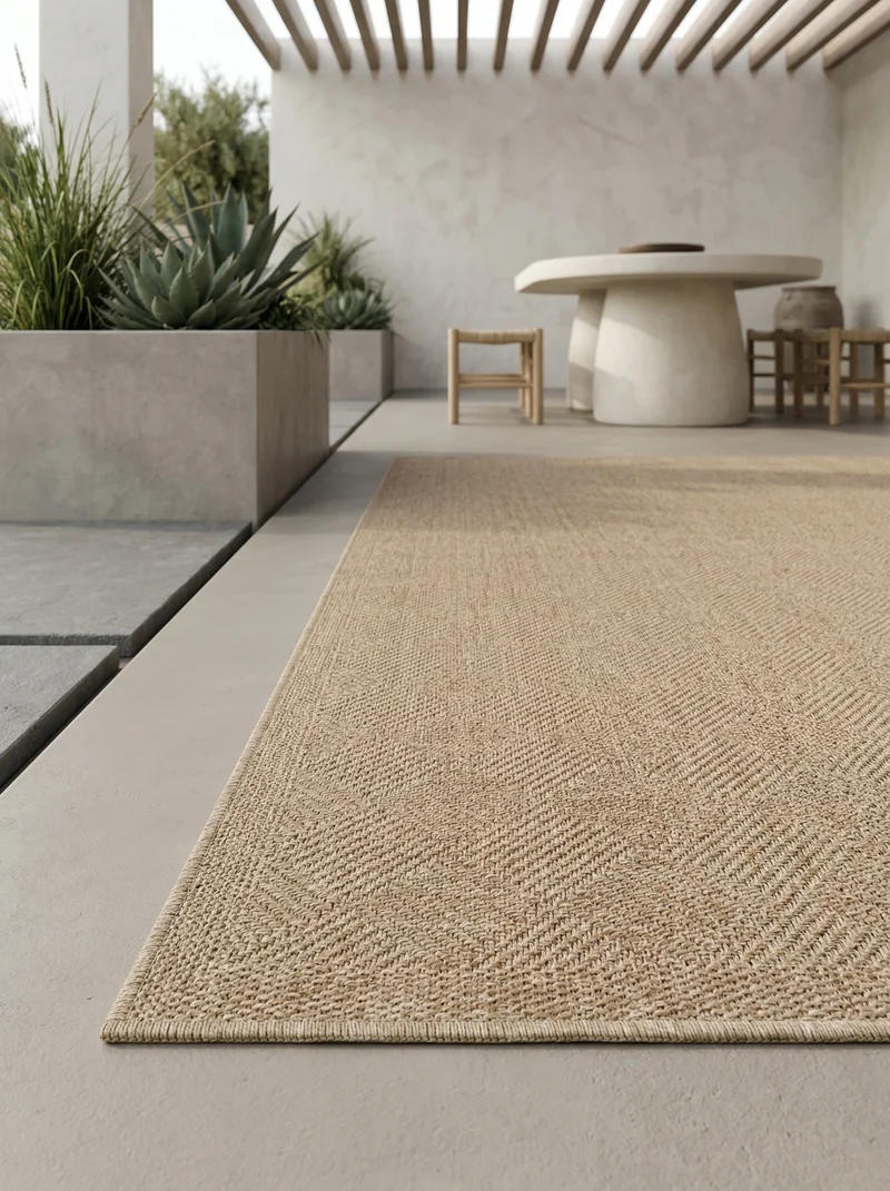 Outdoor-Teppich Uni-Flachgewebe – Puristisch & Waschbar für Balkon