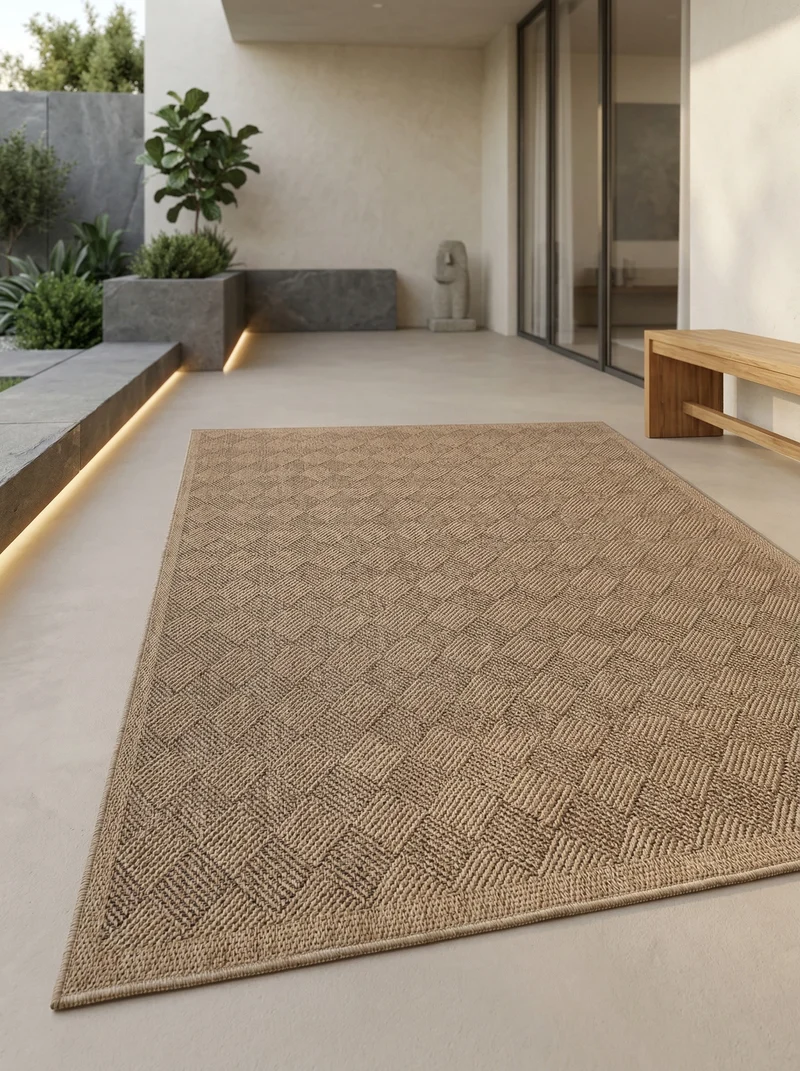 Outdoor-Teppich Uni-Flachgewebe – Puristisch & Waschbar für Balkon