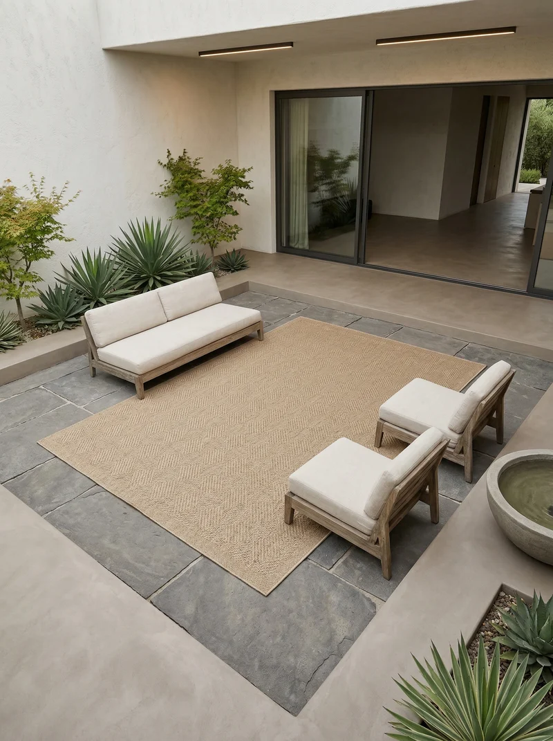 Outdoor-Teppich Uni-Flachgewebe – Puristisch & Waschbar für Balkon