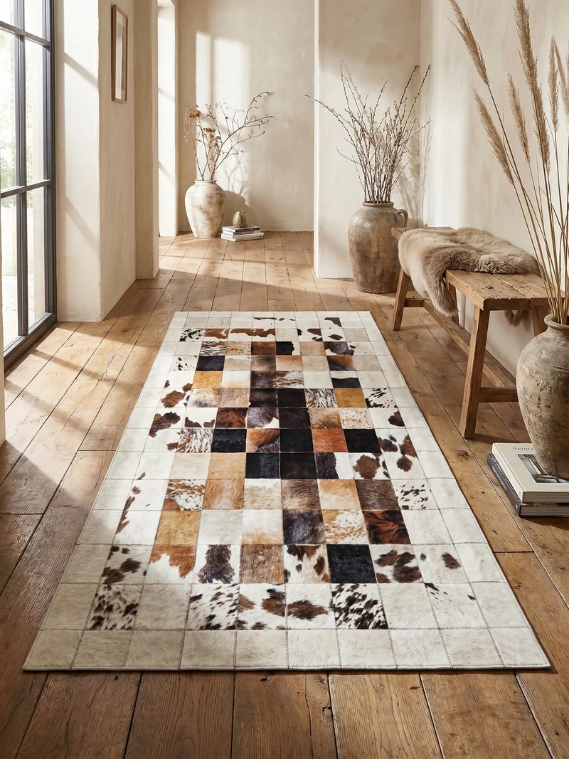 Flachgewebe-Teppich Florales Patchwork – Waschbar & Modern | Maschinenwaschbar bei 30°C