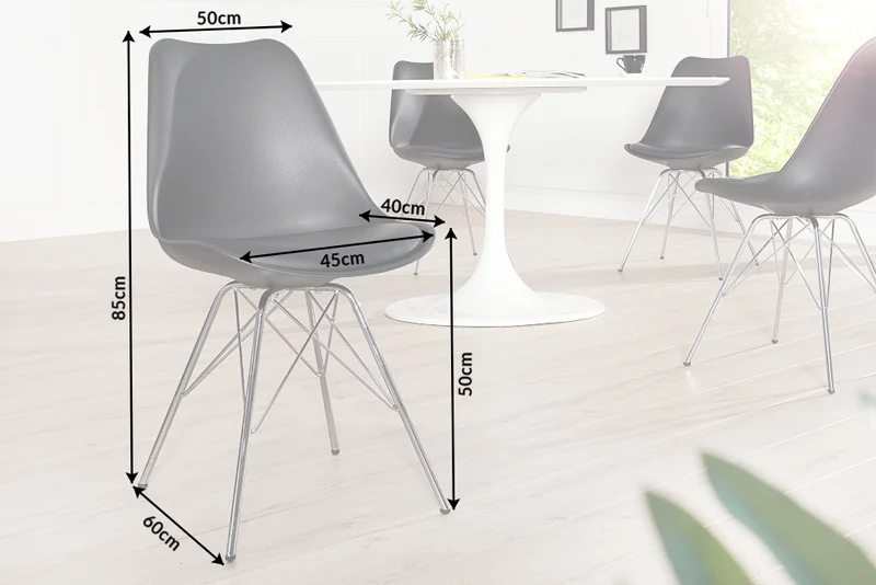 4er Set Design-Klassiker Stuhl NORWAY schwarz-silber