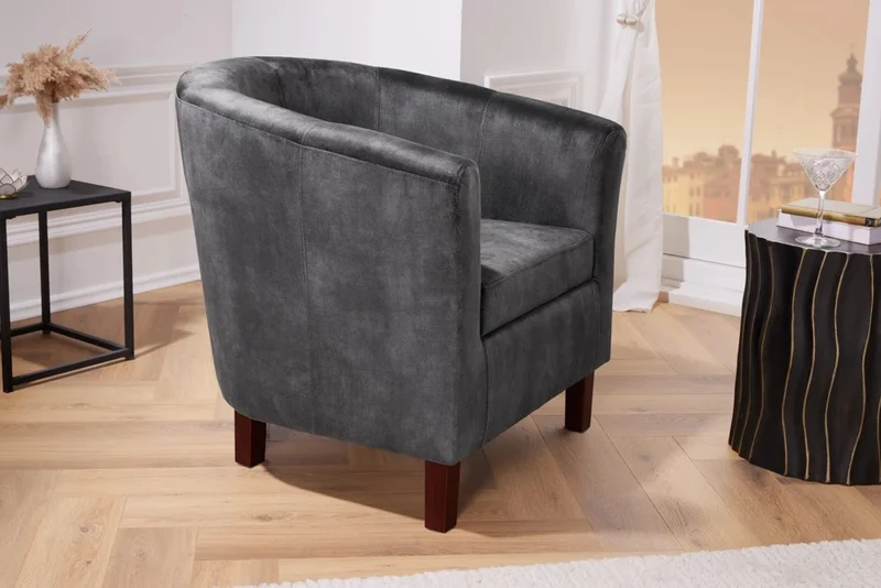 Bequemer Cocktail-Sessel POLTRONA Samt dunkelgrau