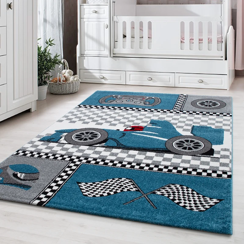 Kinderteppich Rennwagen – Waschbar zum Spielen für Kinderzimmer