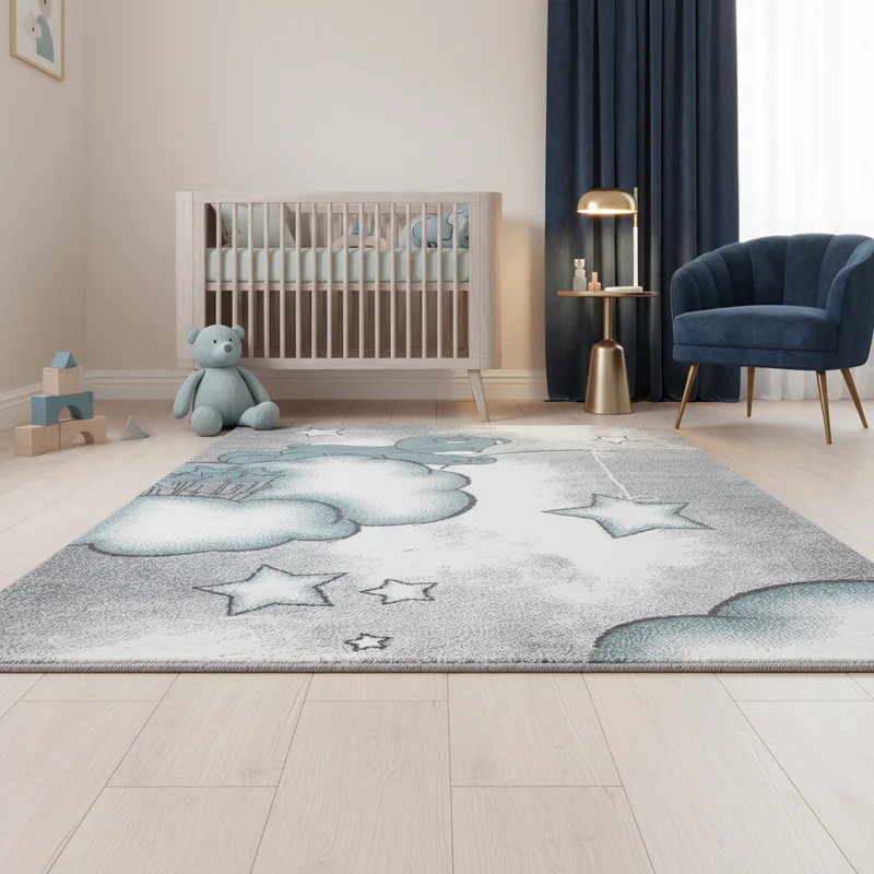 Kinderteppich Bären-Motiv – Waschbar & Strapazierfähig für Kinderzimmer