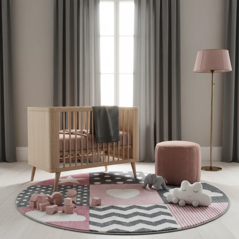 Kinderteppich Herzen & Sterne – Waschbar & Strapazierfähig für Kinderzimmer