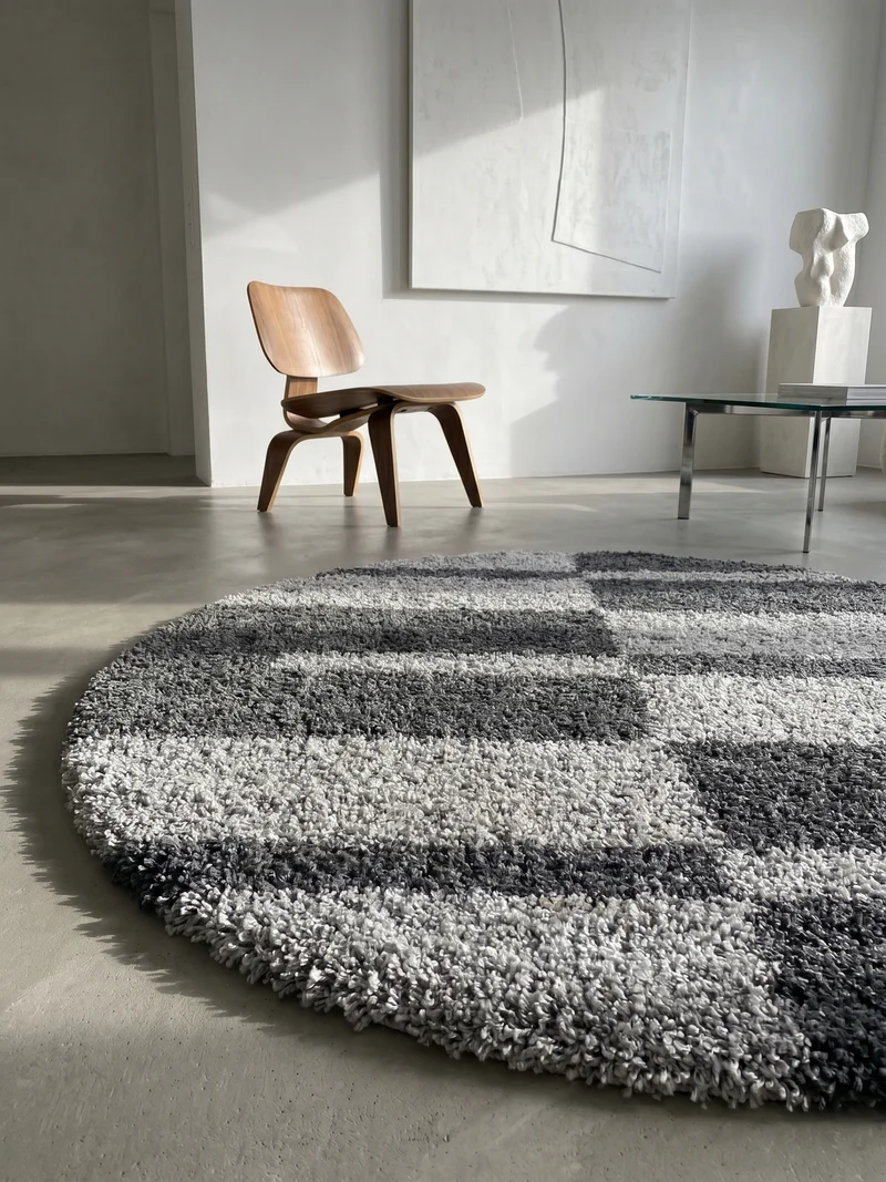Shaggy Hochflor-Teppich Karo – Waschbar & Flauschig | 3,00 cm Florhöhe für Barfußkomfort