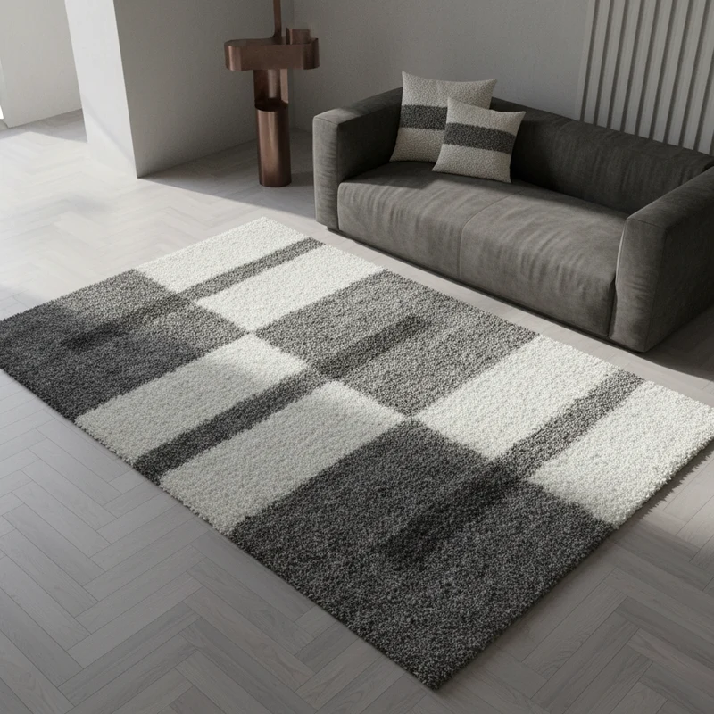 Shaggy Hochflor-Teppich Karo – Waschbar & Flauschig | 3,00 cm Florhöhe für Barfußkomfort