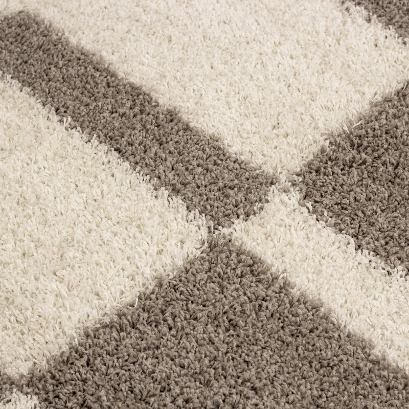 Shaggy Hochflor-Teppich Karo – Waschbar & Flauschig | 3,00 cm Florhöhe für Barfußkomfort