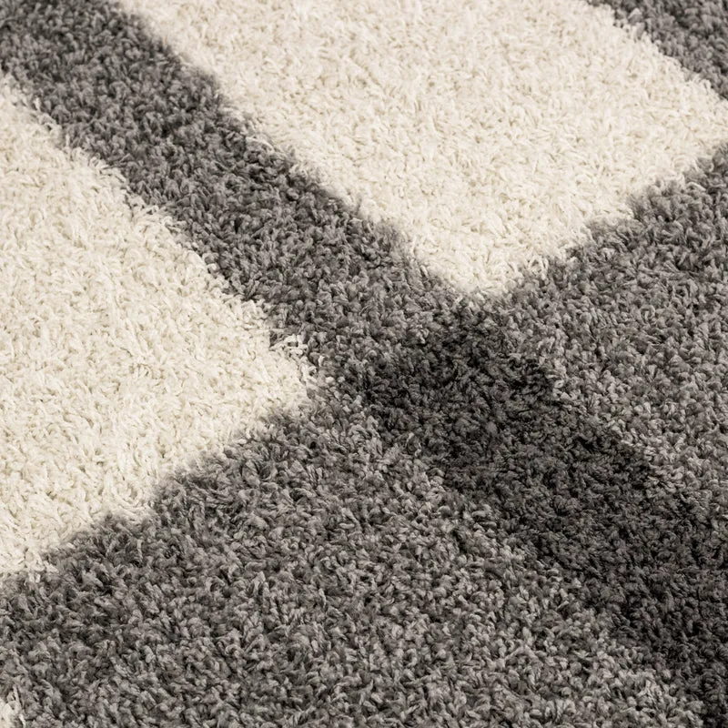 Shaggy Hochflor-Teppich Karo – Waschbar & Flauschig | 3,00 cm Florhöhe für Barfußkomfort