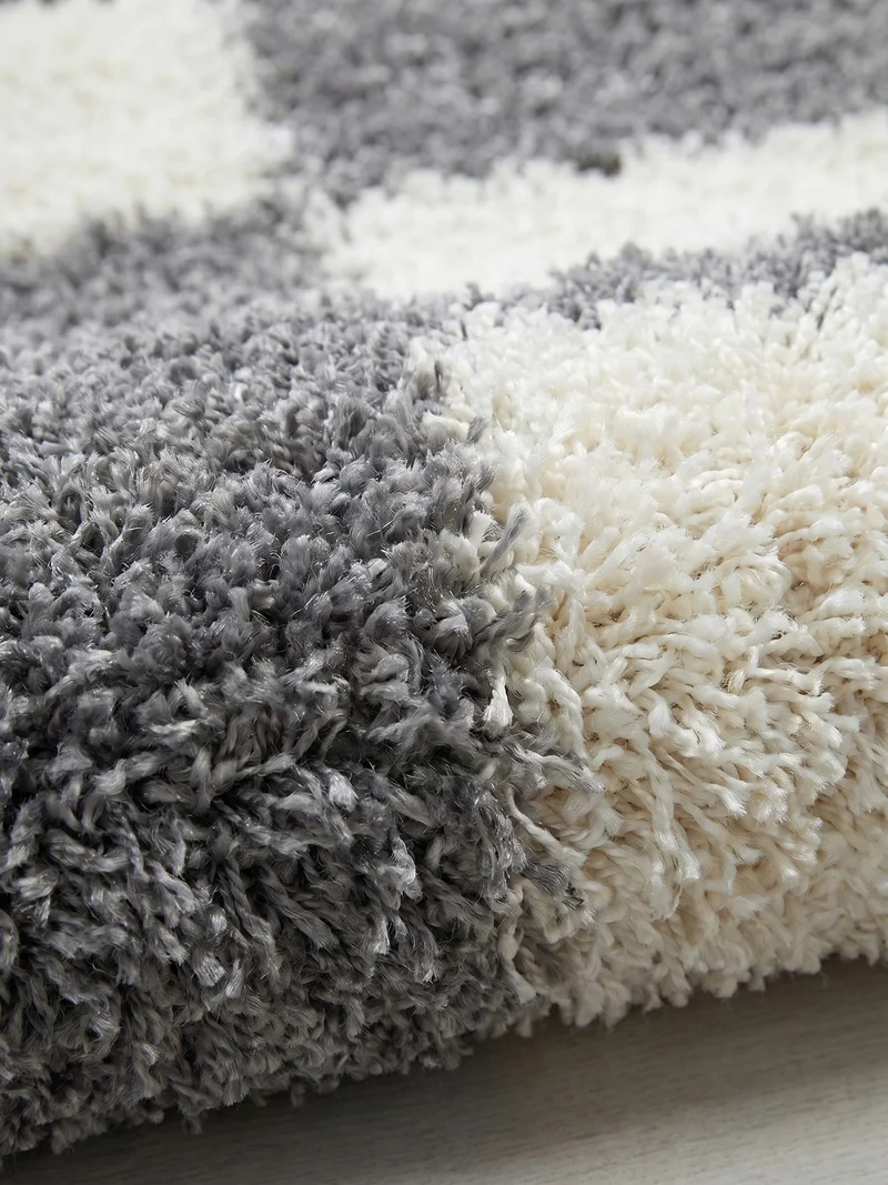 Shaggy Hochflor-Teppich Karo – Waschbar & Flauschig | 3,00 cm Florhöhe für Barfußkomfort