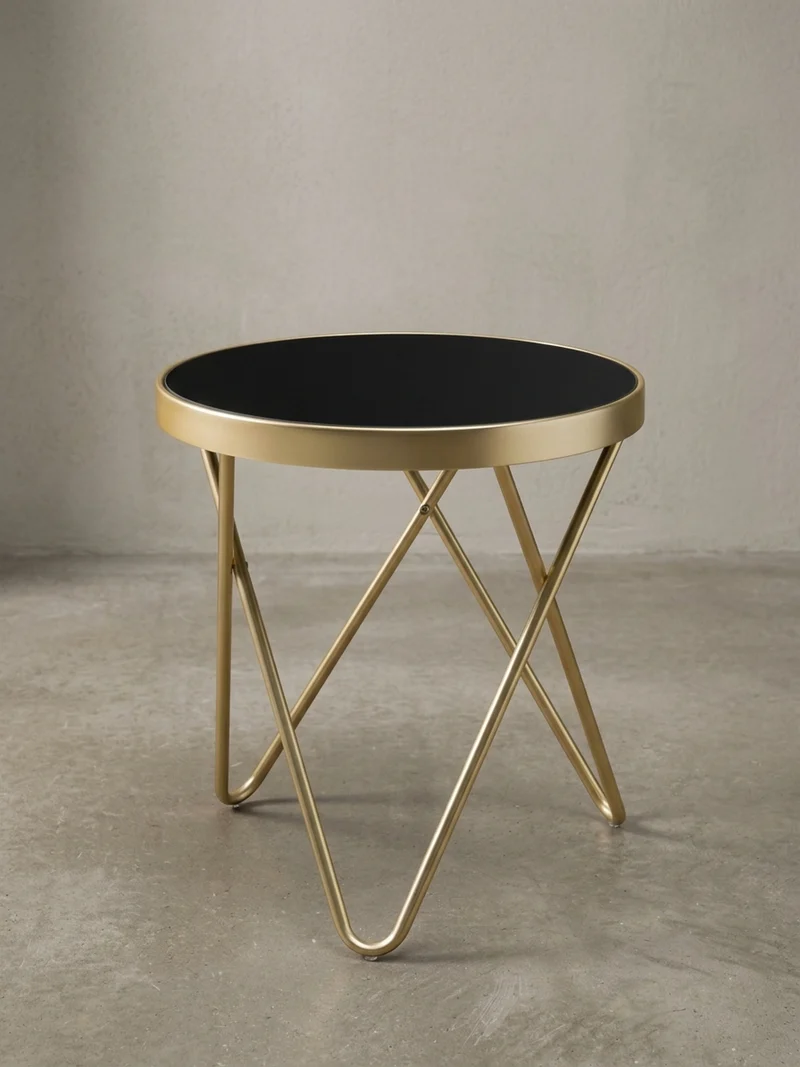 Beistelltisch Glas Metall V-Gestell 70er-Jahre Design