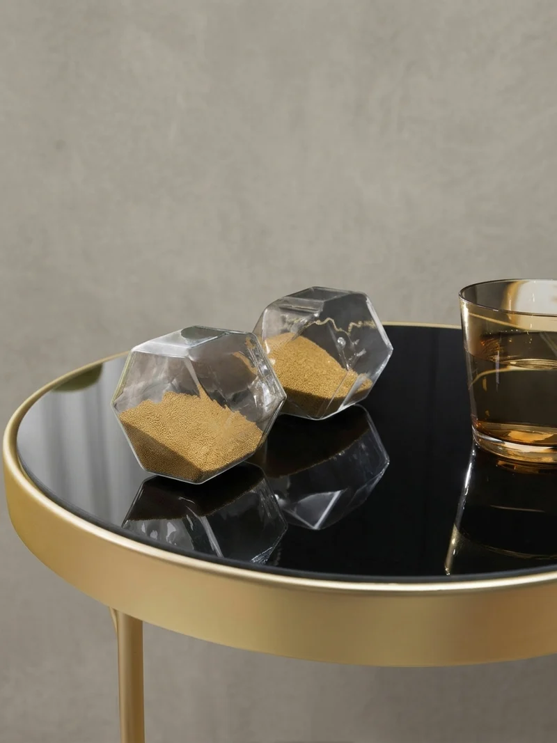 Beistelltisch Glas Metall V-Gestell 70er-Jahre Design