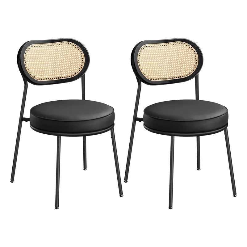 Juego de 2 Sillas de Comedor con Respaldo de Ratán Bobo PE