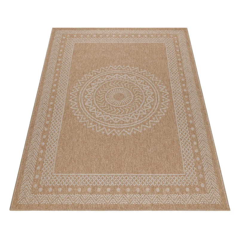 Outdoor-Teppich Mandala-Ornament – Waschbar | Dekoratives Medaillon für Terrasse