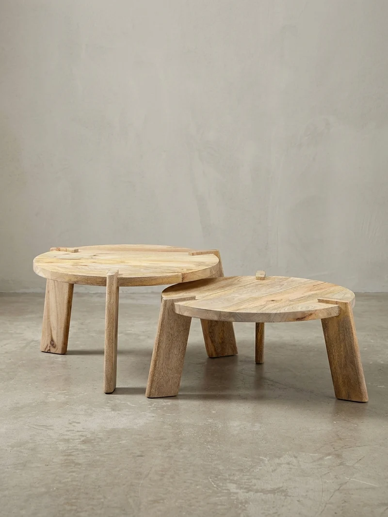 Couchtisch 2er Set Mango Massivholz Handgefertigt
