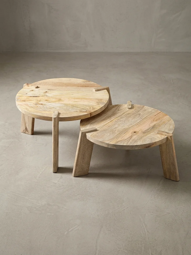 Couchtisch 2er Set Mango Massivholz Handgefertigt