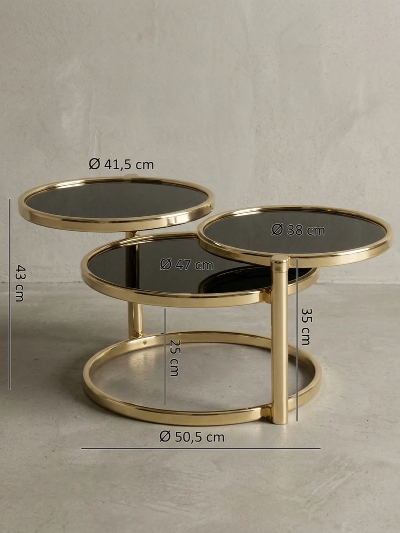 Beistelltisch Glas Stahlgestell Schwenkbare Platten