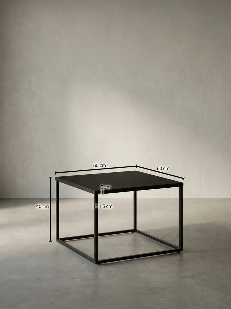 Couchtisch quadratisch mit Marmor-Optik, Metallgestell im Industrial-Stil