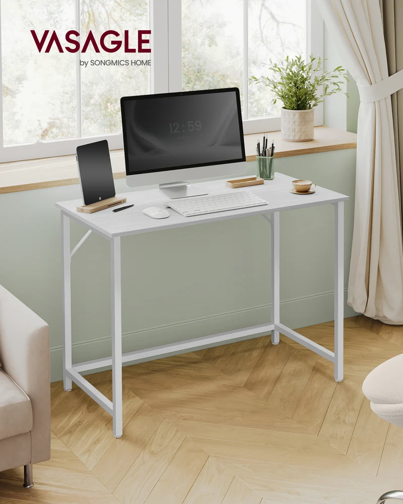 VASAGLE Computer Desk Uptown Collection Home Office Desk Small Spaces, White