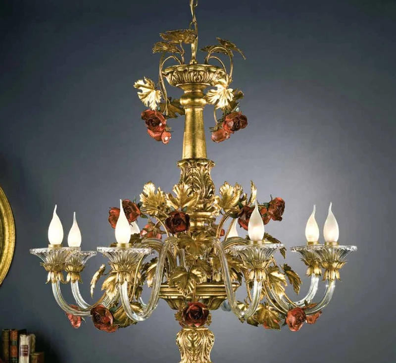 Casa Padrino Barock Kronleuchter Ø 80 x H. 90 cm 8-flammig - Handgefertigte Leuchte aus Italien - Barock Leuchten