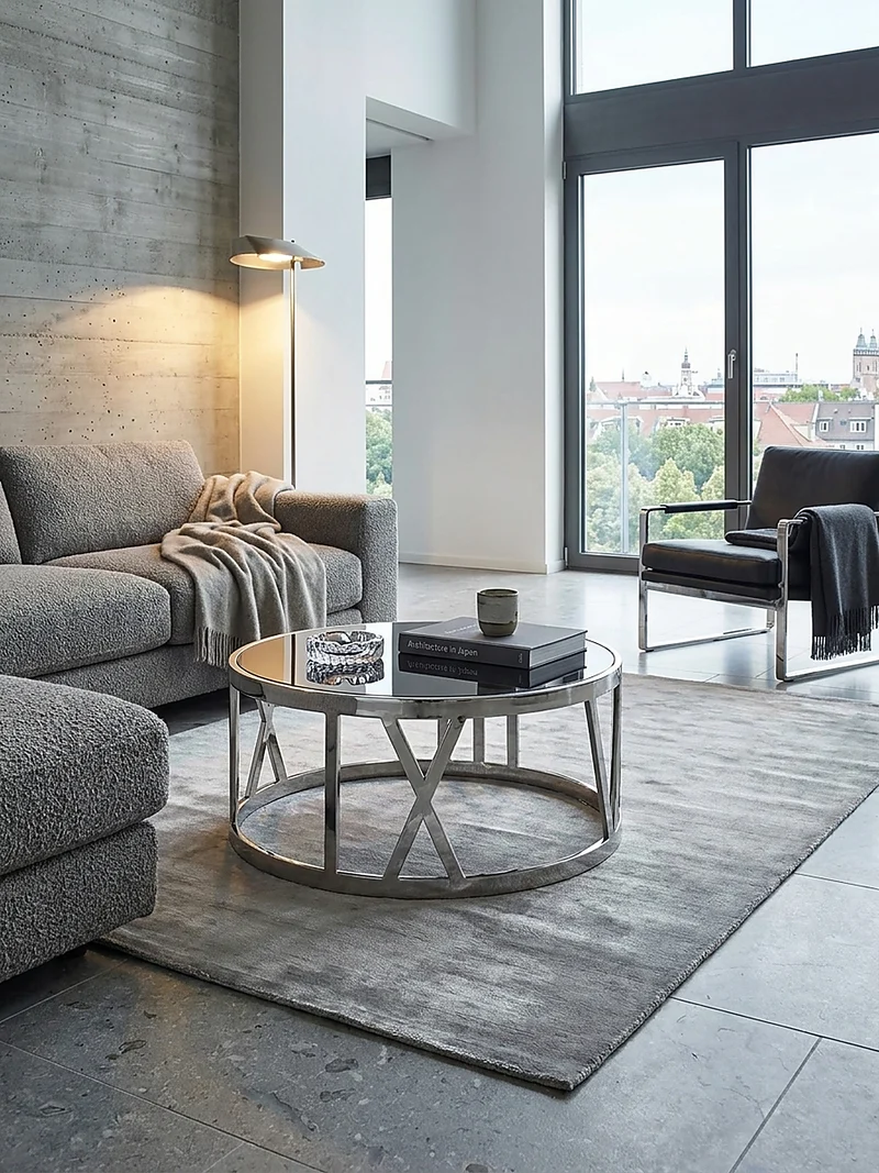 Couchtisch mit Glasplatte, Metallgestell, handgefertigt, Belastbarkeit 20 kg